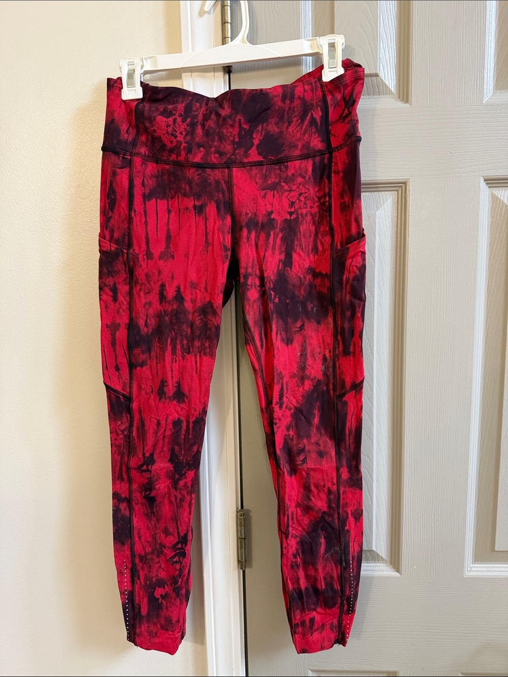 lululemon athletica Red and Black Tie-Dye High-Rise Leggings with Pockets